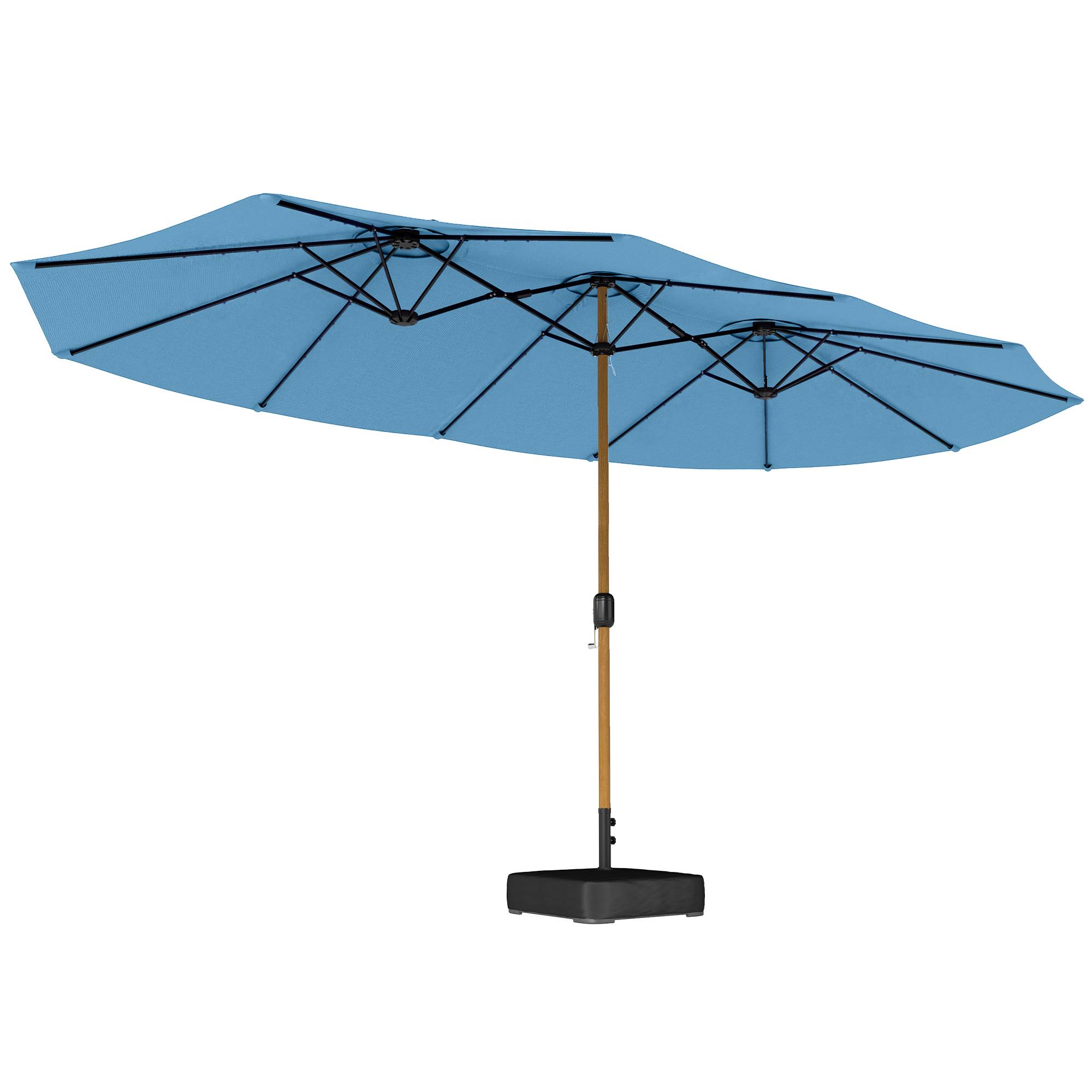 Parasol de jardin double 5x3 m parasol d'extérieur avec base - Polyester Bleu fr245 - Image 1