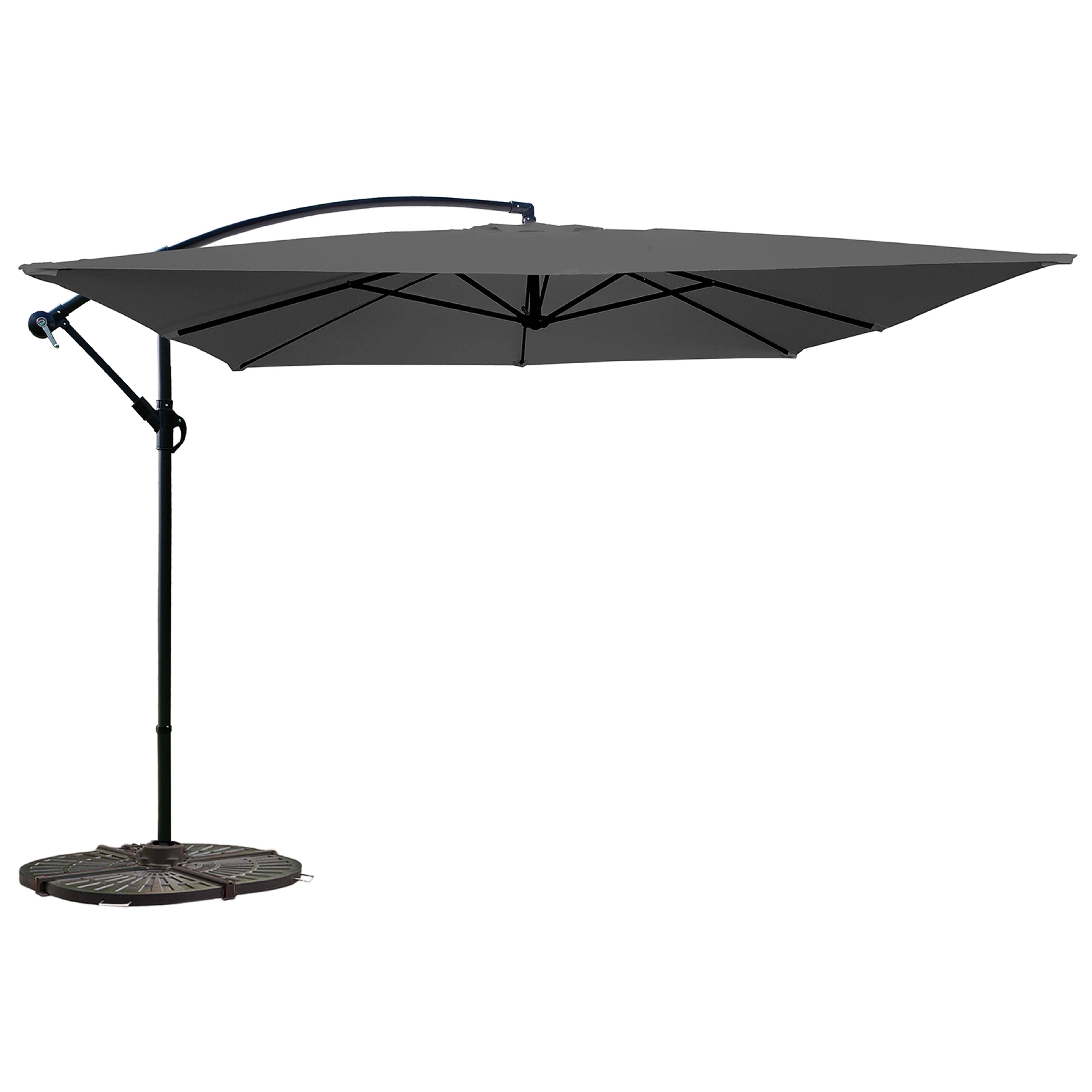 Oviala - Parasol déporté 3x3m et 4 dalles à lestées gris Genova - Oviala - Image 1