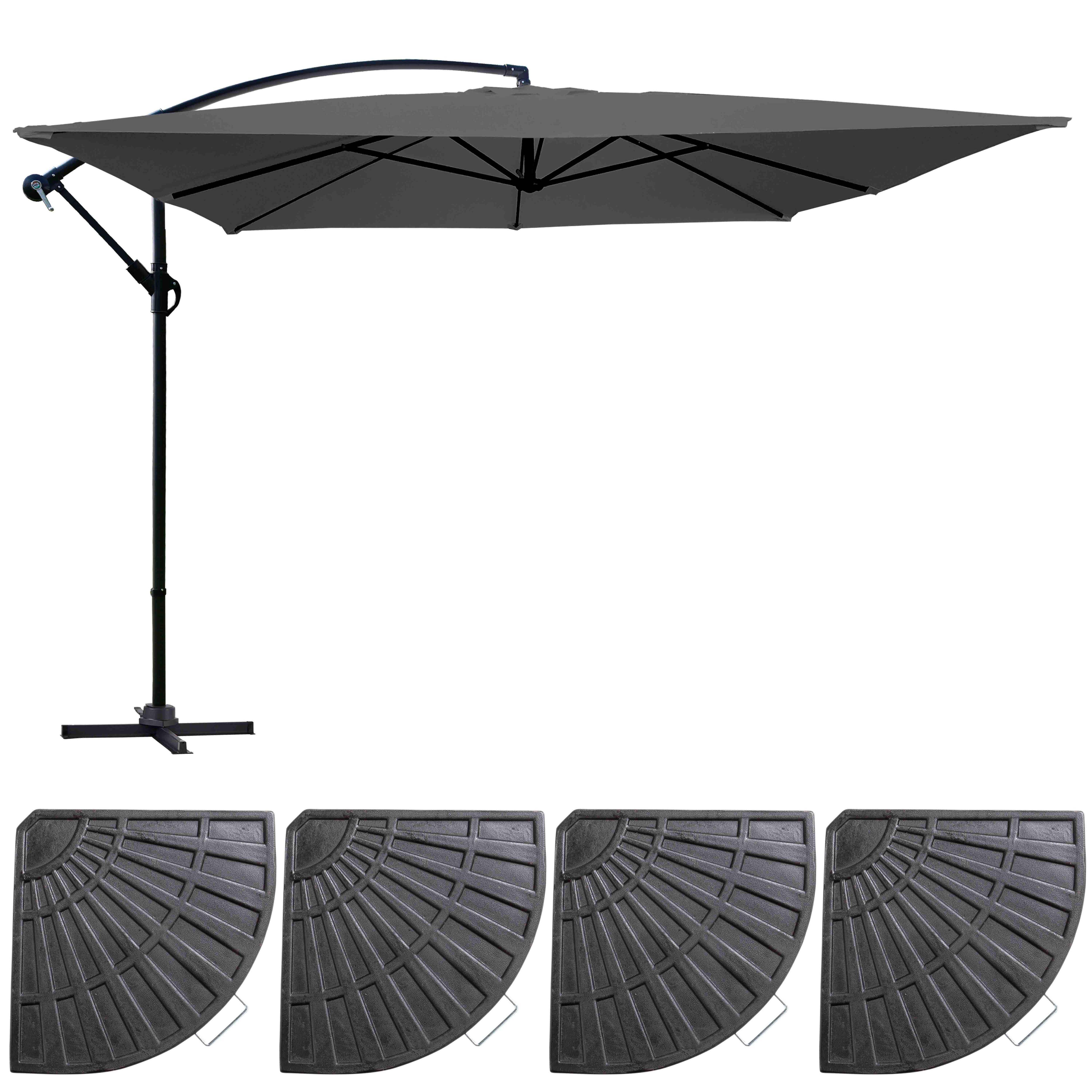 Oviala - Parasol déporté 3x3m et 4 dalles à lestées gris Genova - Oviala - Image 2