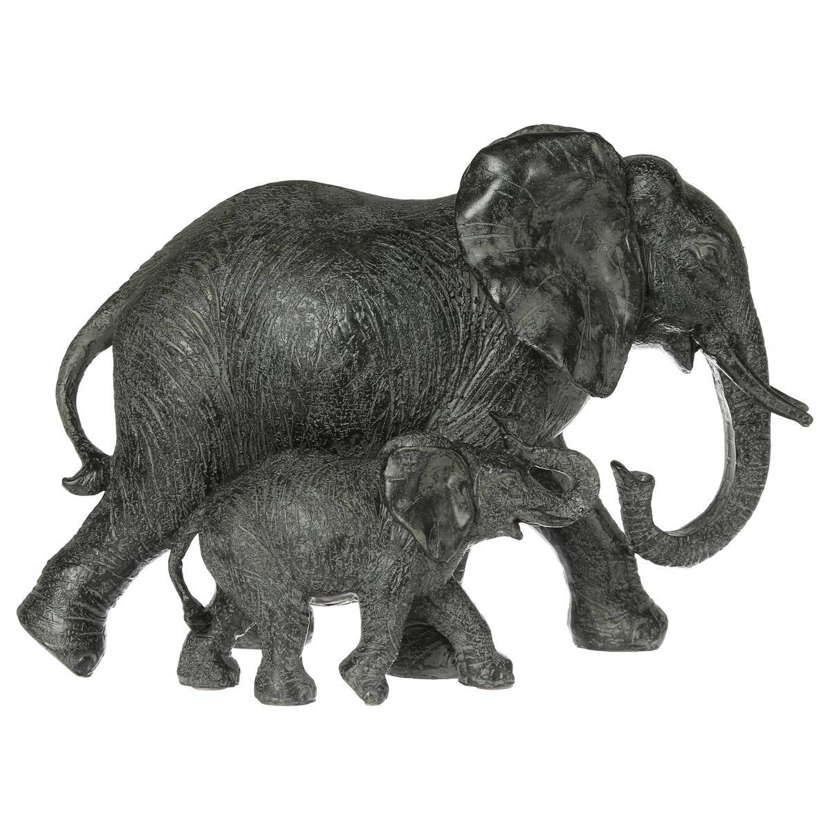 Atmosphera - Statue 2 éléphants Kenna H.15,5cm résine - Atmosphera Créateur d'intérieur - Imagen 5