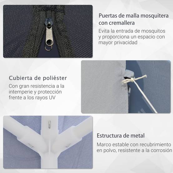 Tonnelle de Jardin 3x3 m Acier avec 4 Moustiquaires Zippées Protection UV Imperméable Gris - ComfortXL Outdoor Living - Image 7