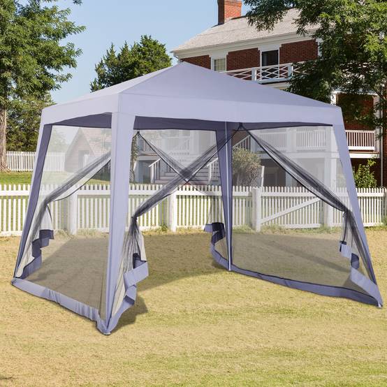Tonnelle de Jardin 3x3 m Acier avec 4 Moustiquaires Zippées Protection UV Imperméable Gris - ComfortXL Outdoor Living - Image 4