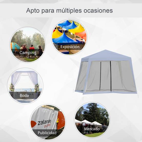 Tonnelle de Jardin 3x3 m Acier avec 4 Moustiquaires Zippées Protection UV Imperméable Gris - ComfortXL Outdoor Living - Image 9