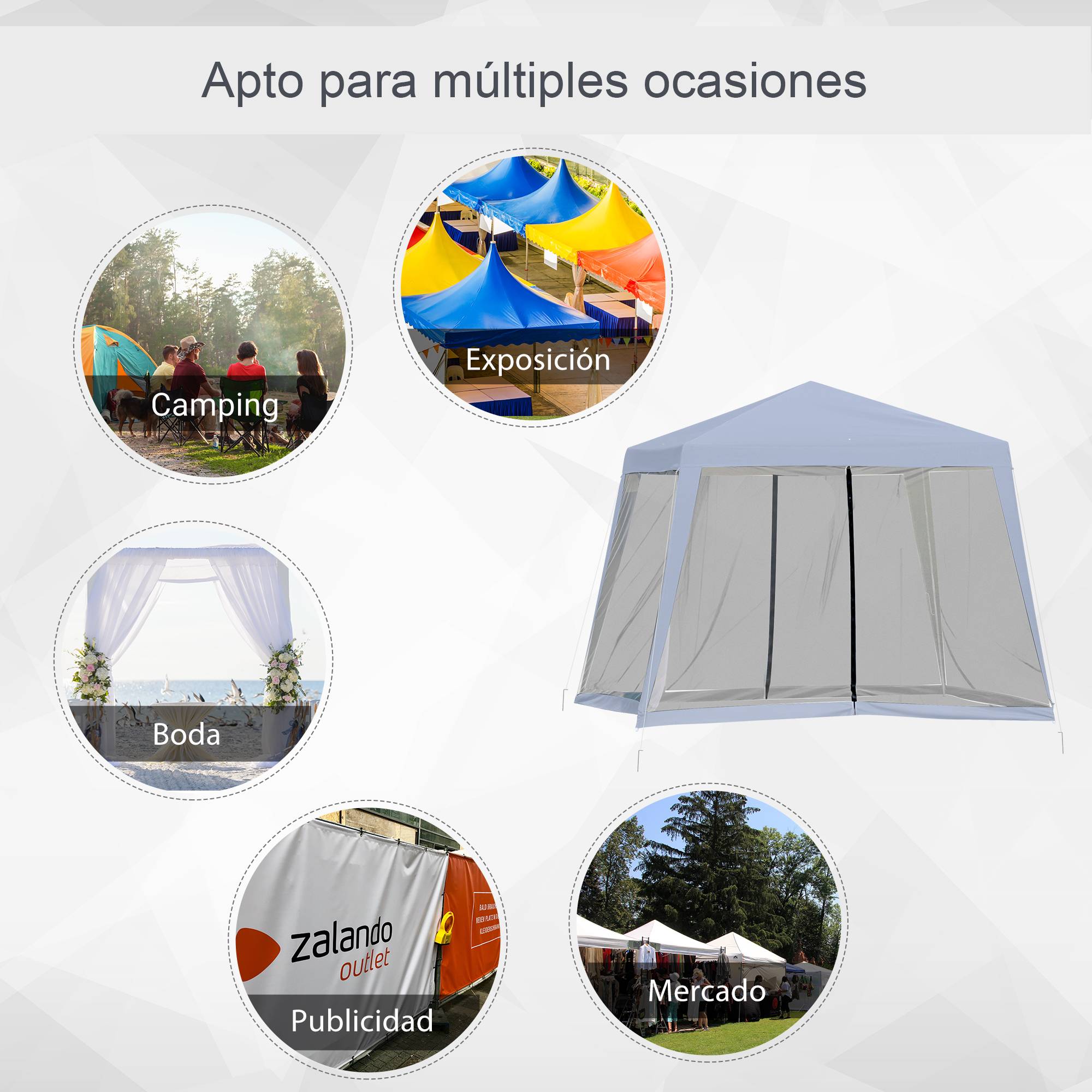 Tonnelle de Jardin 3x3 m Acier avec 4 Moustiquaires Zippées Protection UV Imperméable Gris - ComfortXL Outdoor Living - Image 9