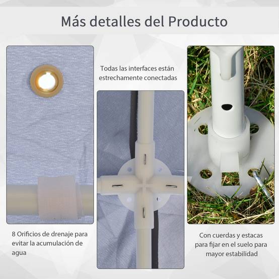 Tonnelle de Jardin 3x3 m Acier avec 4 Moustiquaires Zippées Protection UV Imperméable Gris - ComfortXL Outdoor Living - Image 8