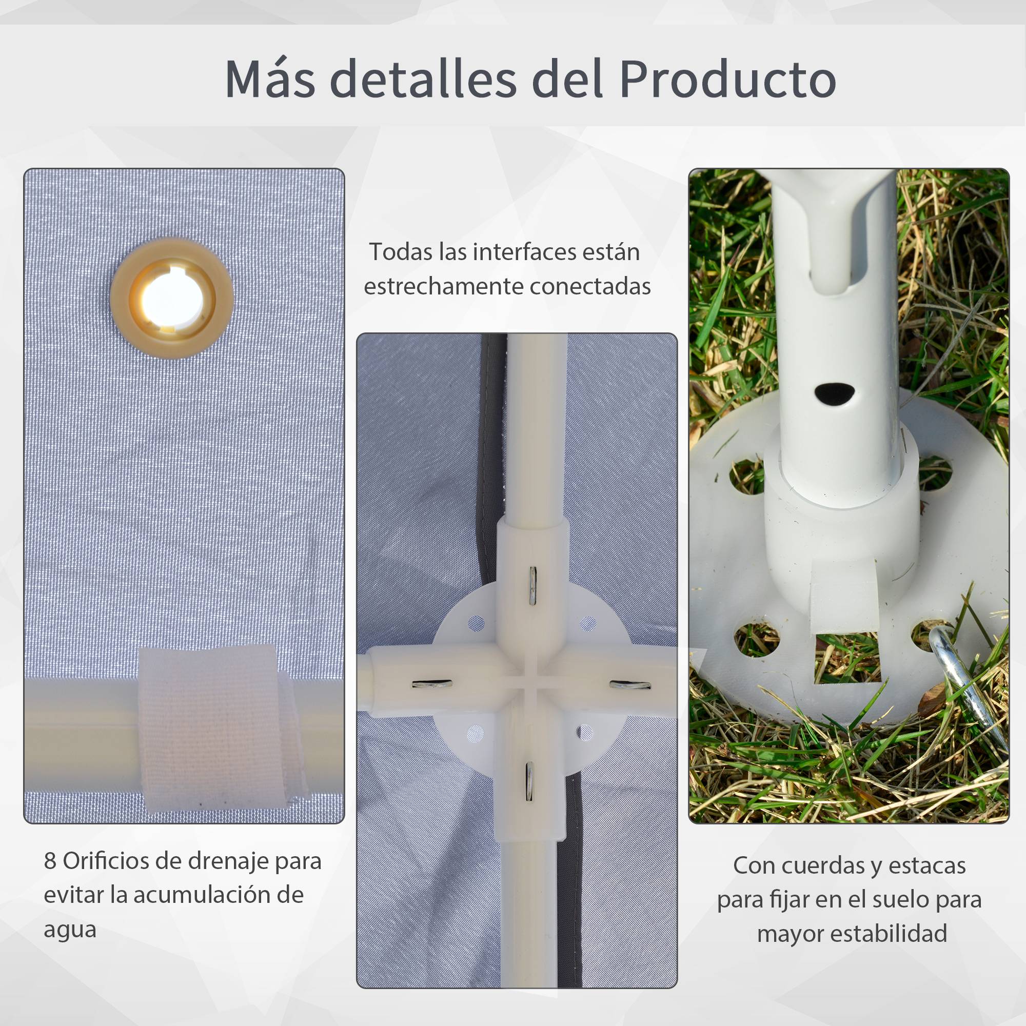 Tonnelle de Jardin 3x3 m Acier avec 4 Moustiquaires Zippées Protection UV Imperméable Gris - ComfortXL Outdoor Living - Image 8