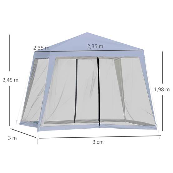 Tonnelle de Jardin 3x3 m Acier avec 4 Moustiquaires Zippées Protection UV Imperméable Gris - ComfortXL Outdoor Living - Image 5
