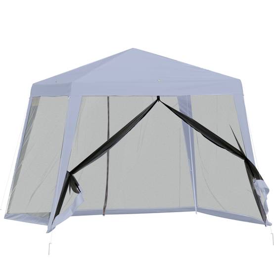 Tonnelle de Jardin 3x3 m Acier avec 4 Moustiquaires Zippées Protection UV Imperméable Gris - ComfortXL Outdoor Living - Image 1
