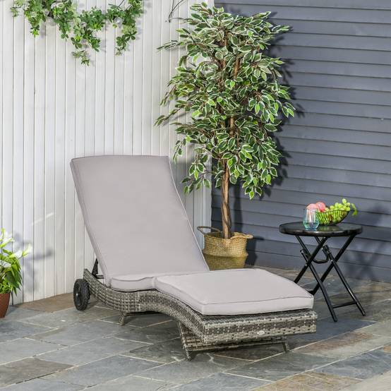 Bain de Soleil à Roulettes Résine Tressée Acier Jardin Piscine Détente 207x70x70cm Gris - ComfortXL Outdoor Living - Image 3