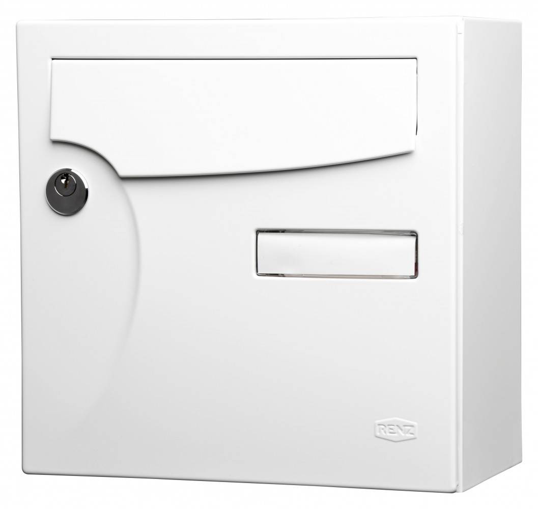 Boîte aux lettres normalisée 1 porte extérieur RENZ acier blanc brillant