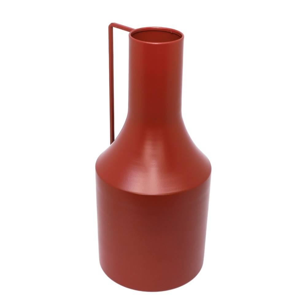 Vase en métal rouge Ø15 x 33 cm Chemin de campagne - Image 1