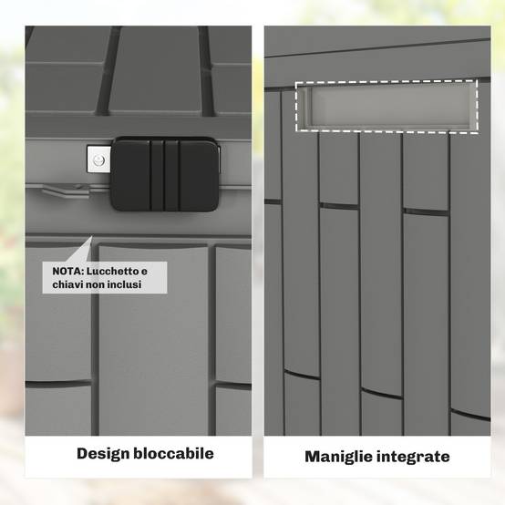 Coffre de jardin 227L résine effet bois gris terrasse étanche 106x43x54cm - ComfortXL Outdoor Living - Image 8