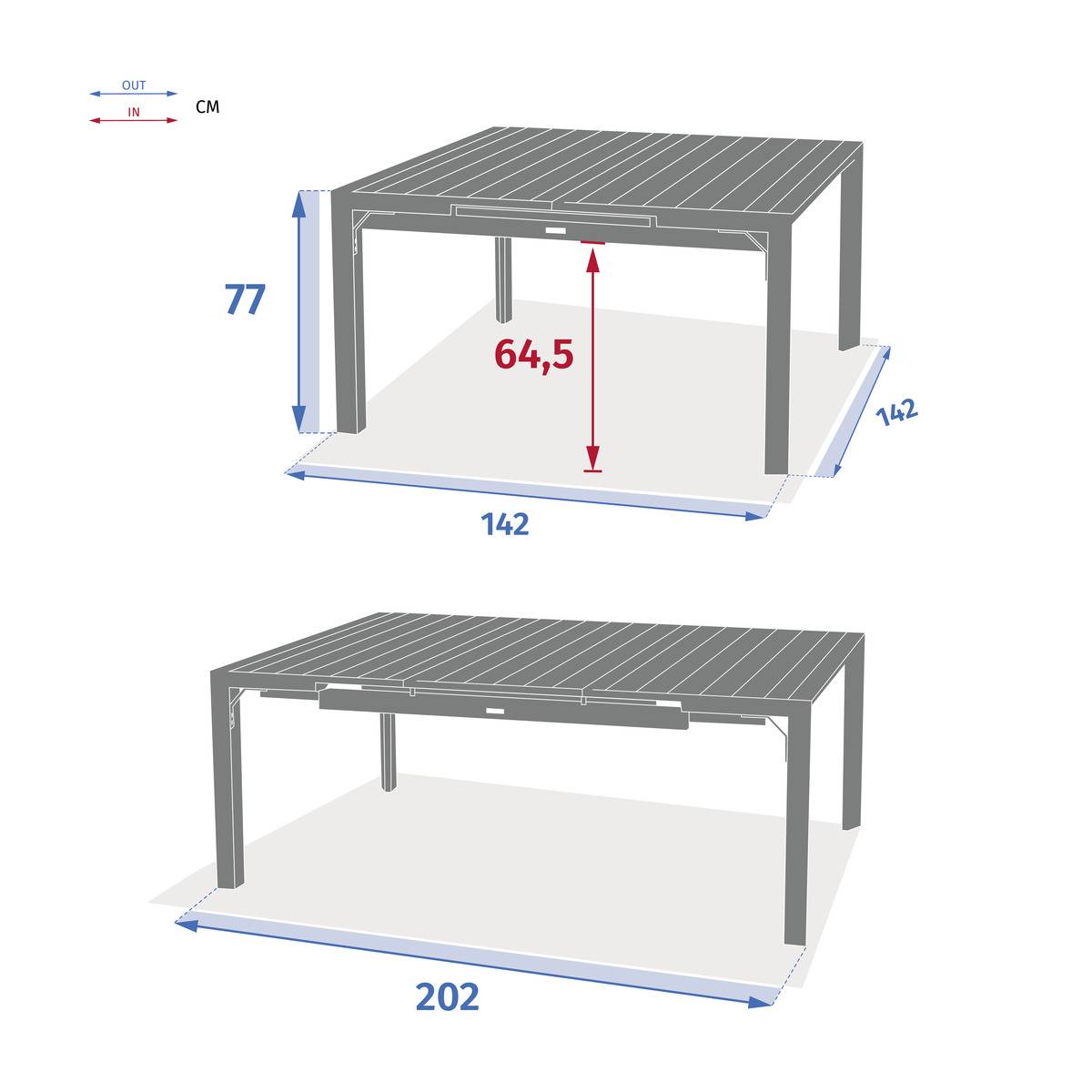 Hesperide - Table de jardin extensible carrée "Évasion" en aluminium lin et blanc traité époxy 10 places - Hespéride - Imagen 7