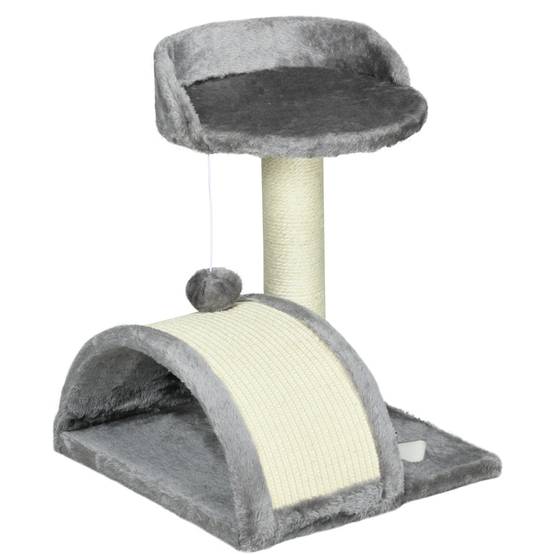 Arbre à Chat Compact pour Petits Chats Griffoir Sisal avec Plateforme et Jouet 46 cm Gris - ComfortXL Outdoor Living - Image 2