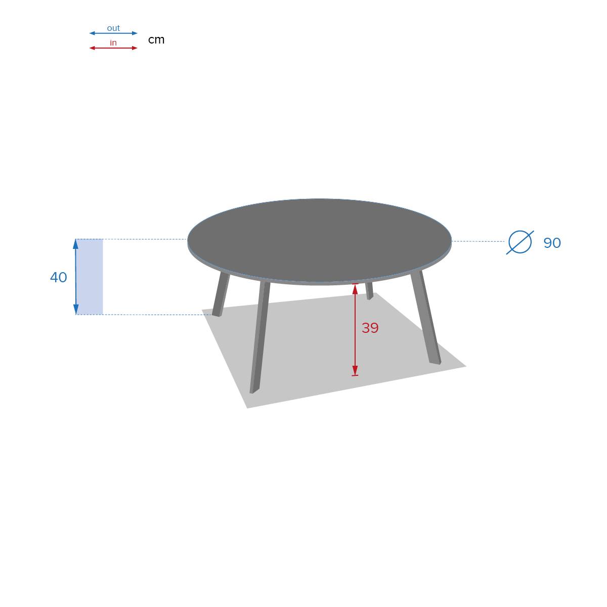 Hesperide - Table d'appoint de jardin ronde "Saona" tonka 90x40cm en acier traité époxy Hespéride - Imagen 3