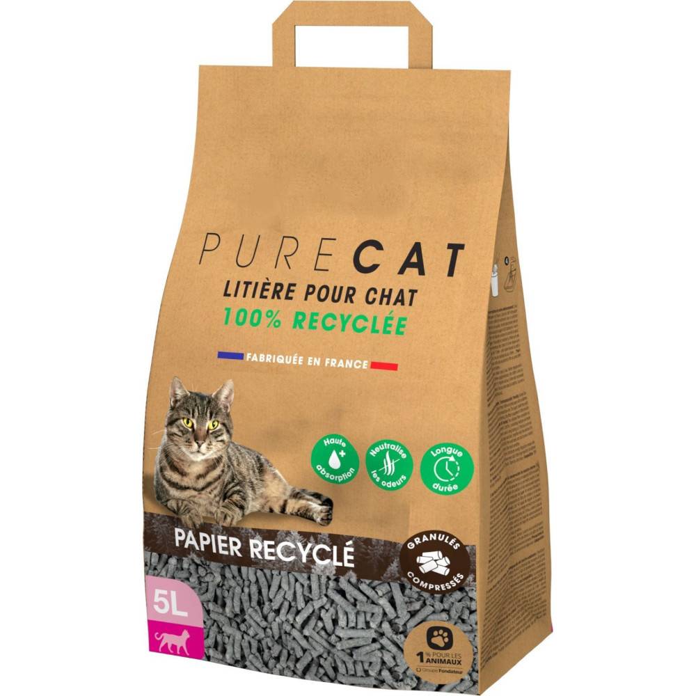 Litière granulés compressés en papier 100 % recyclé, 5 litres, pour chat - Image 1