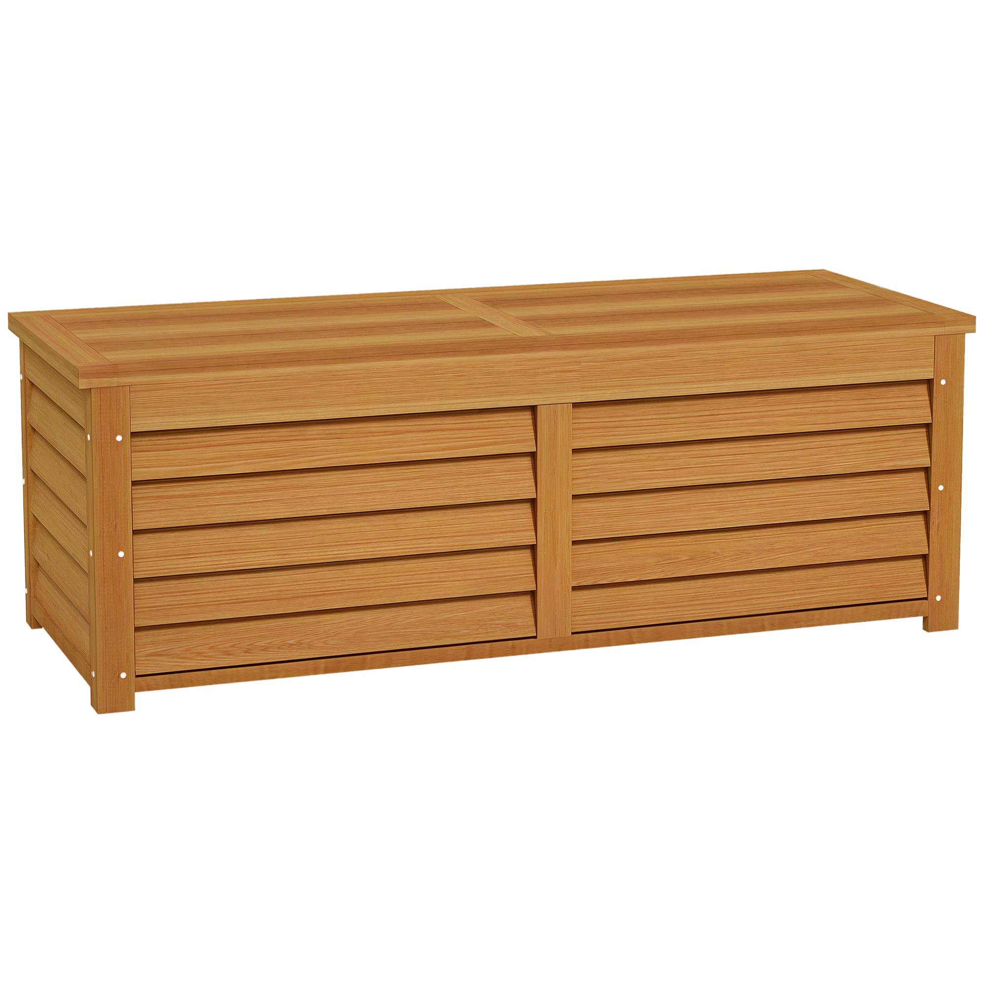 Coffre de rangement extérieur jardin 176L en bois avec poignée, dim. 130L x 50l x 45H cm