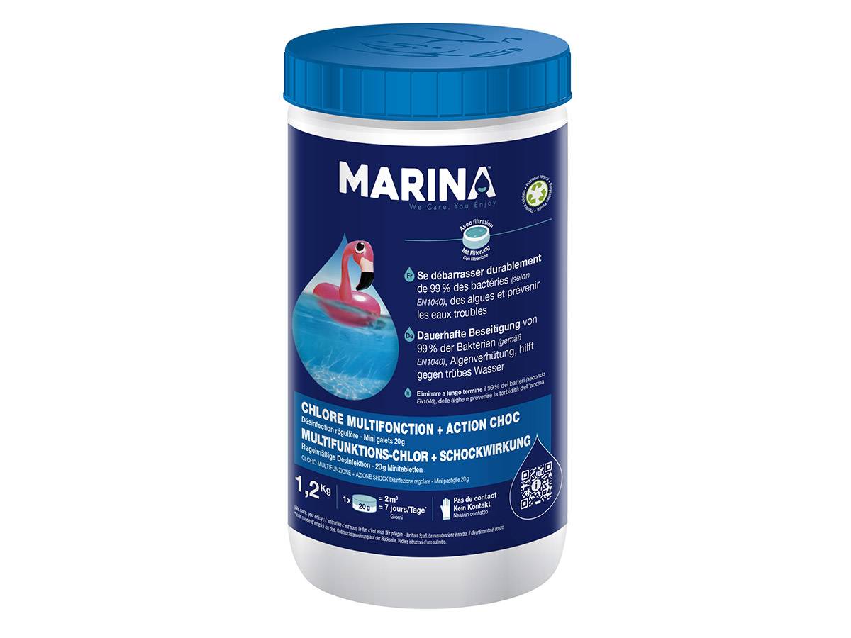 Chlore multifonction + Action choc galets bi-couche 1,2 kg - Marina