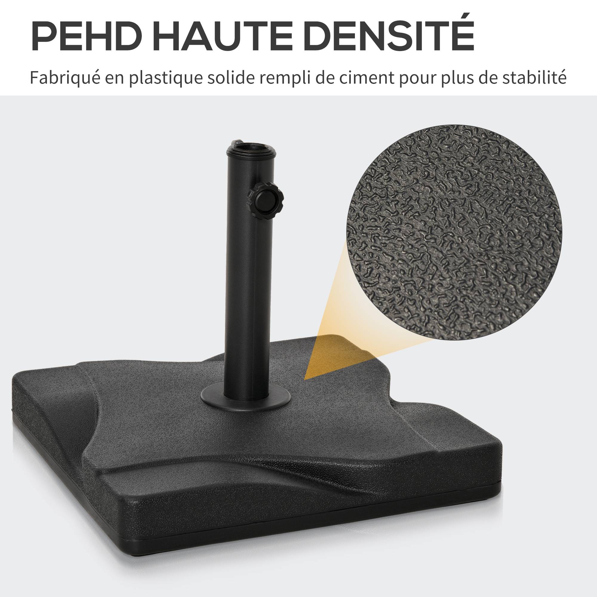 Outsunny - Base de lestage pour parasol carré dim. 41,5x41,5x33cm poids net 20kg HDPE ciment noir - OUTSUNNY - Image 5