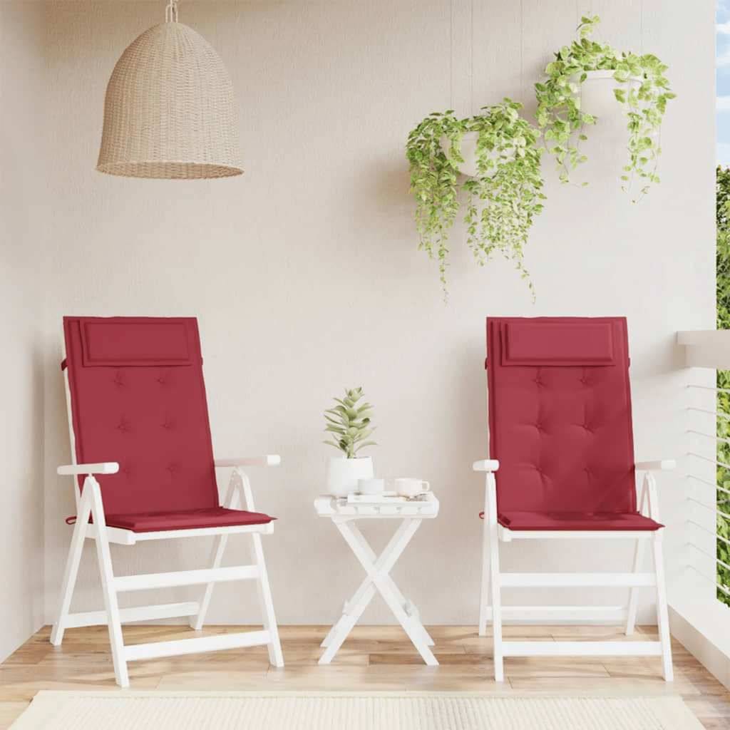 Coussins de chaise à dossier haut polyester rouge bordeaux 120 x 50 x 3 cm, poids:1.3kg - PANGIVO - Image 1