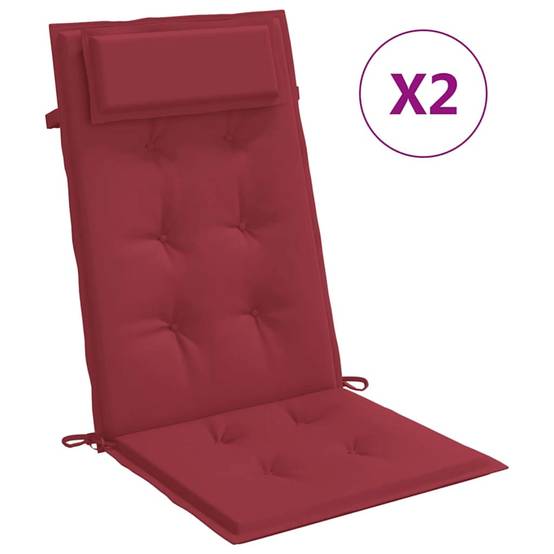 Coussins de chaise à dossier haut polyester rouge bordeaux 120 x 50 x 3 cm, poids:1.3kg - PANGIVO - Image 2