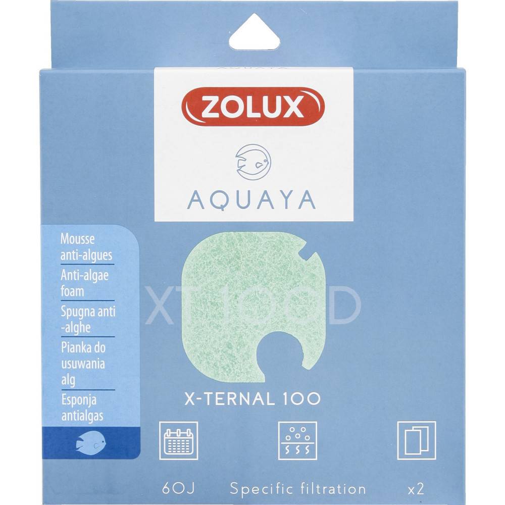 Zolux - Filtre pour pompe x-ternal 100, filtre XT 100 D mousse anti algues x 2. pour aquarium. - Imagen 1
