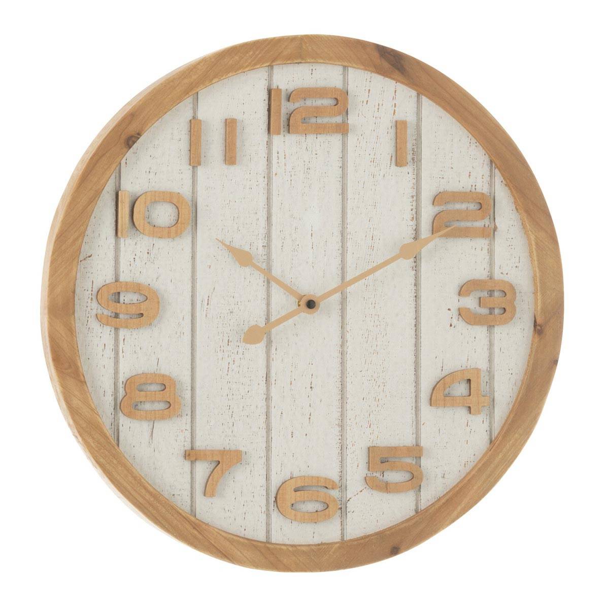 Horloge Murale en Bois "Beatriz" 40cm Blanc & Naturel - Image 1