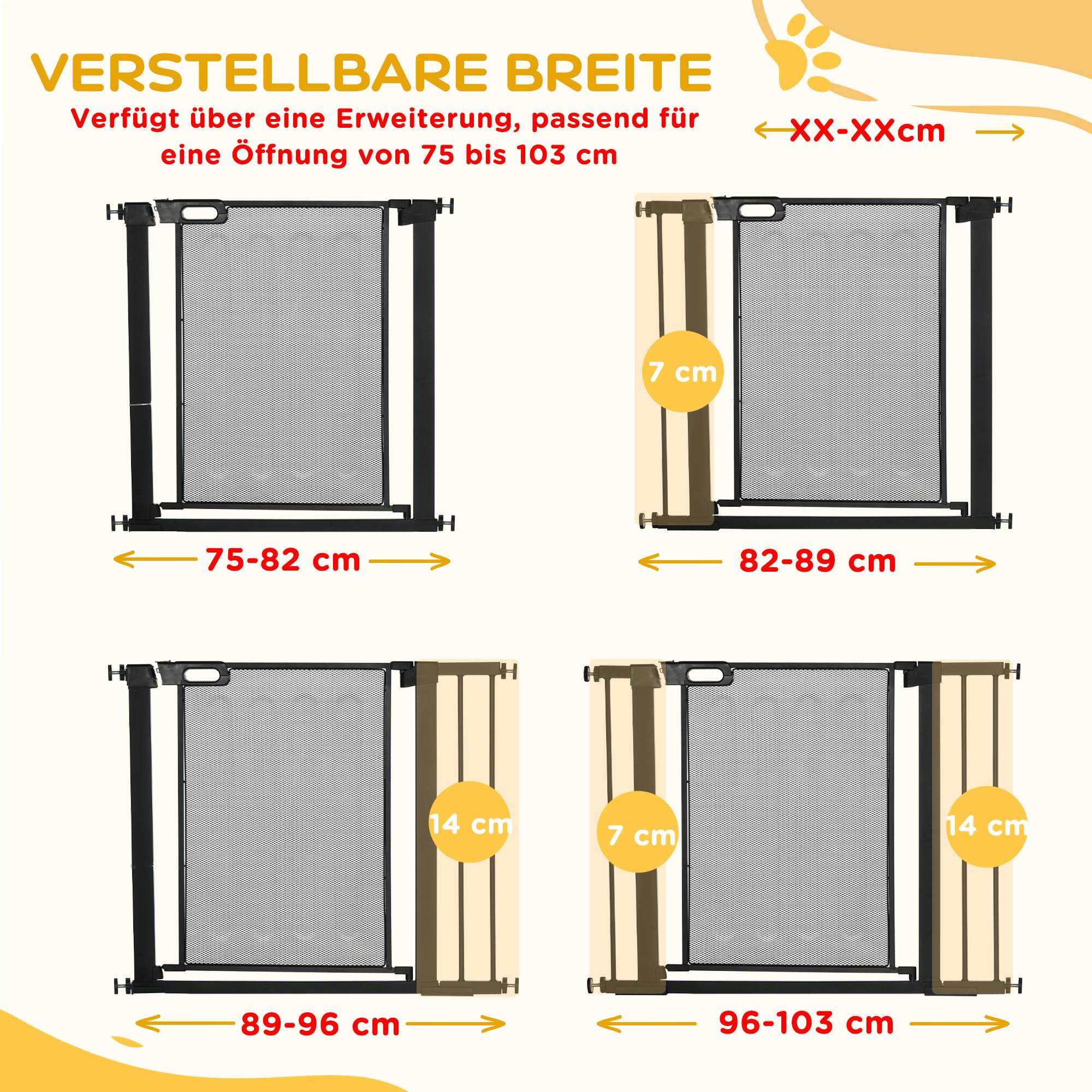 Sans Marque - Barrière pour animaux, réglable de 75 à 103 cm, noir - Image 8