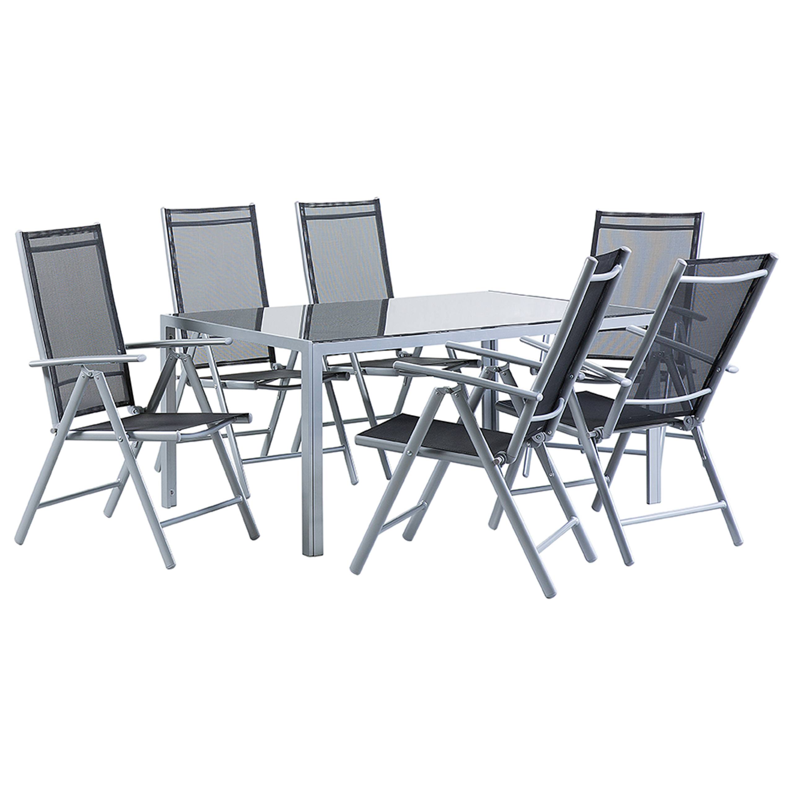 Set de salle à manger, 6 Personnes Aluminium Noir CATANIA - Beliani - Image 1