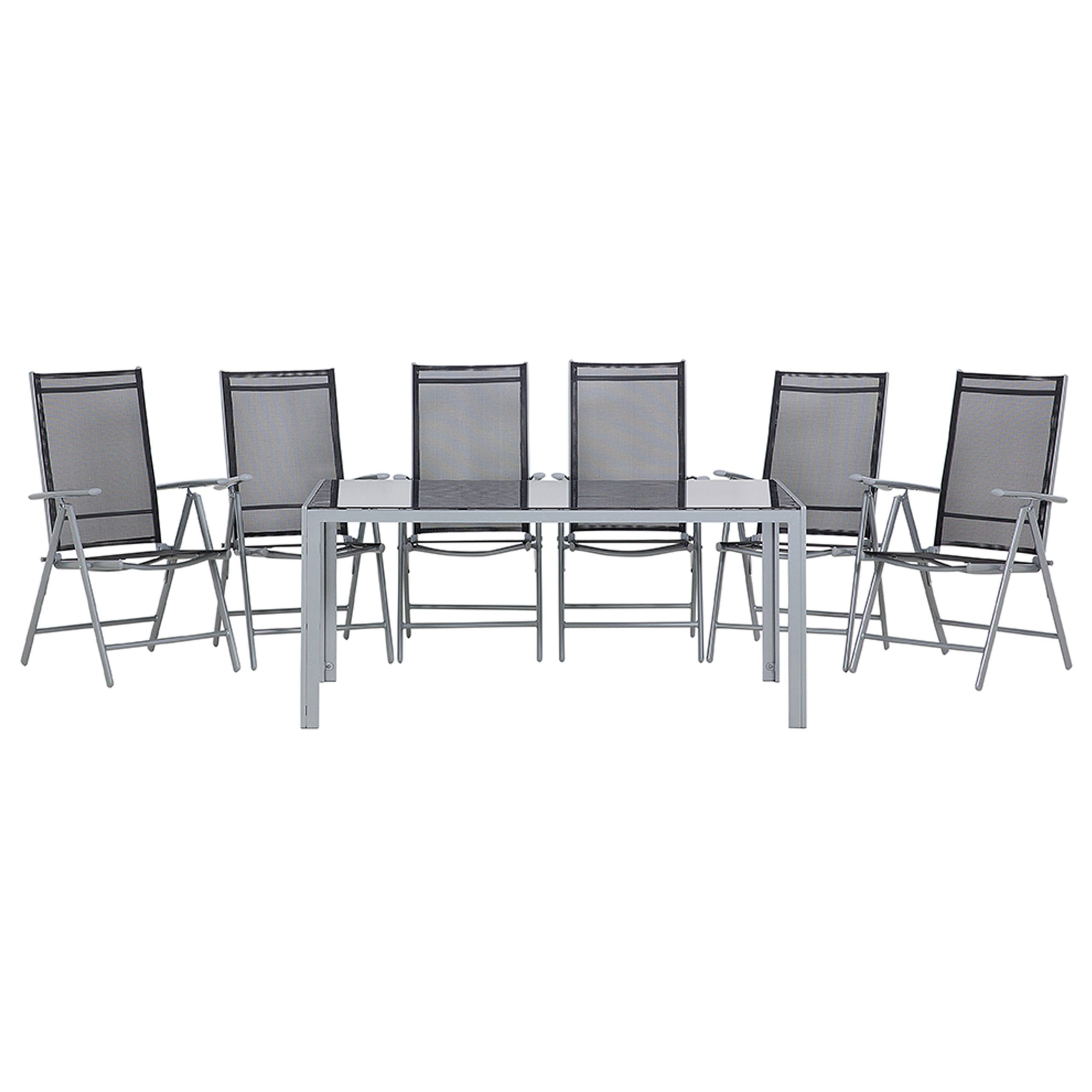 Set de salle à manger, 6 Personnes Aluminium Noir CATANIA - Beliani - Image 3