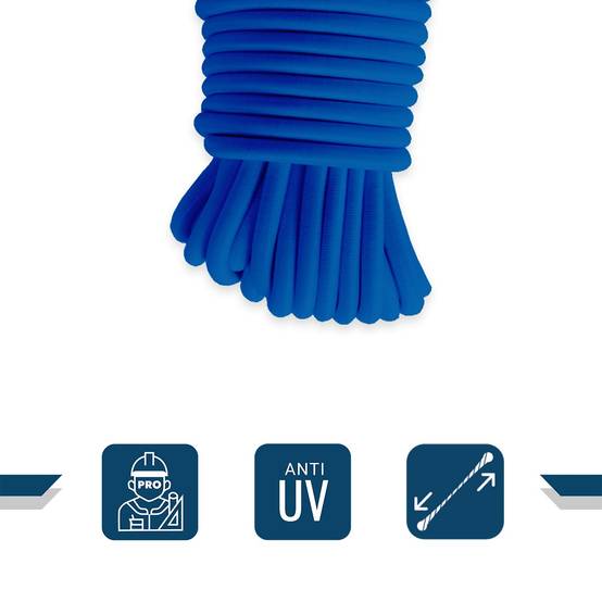 Sandow élastique Bleu 20 mètres 9SW - Qualité PRO - Tendeur pour bâche de diamètre 9 mm TECPLAST - Imagen 3