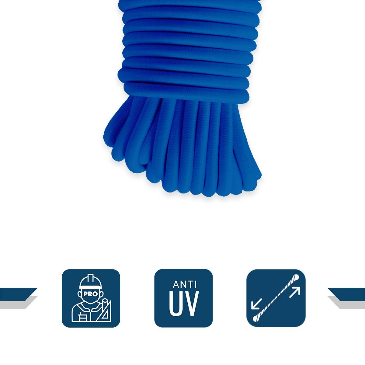 Sandow élastique Bleu 20 mètres 9SW - Qualité PRO - Tendeur pour bâche de diamètre 9 mm TECPLAST - Imagen 3
