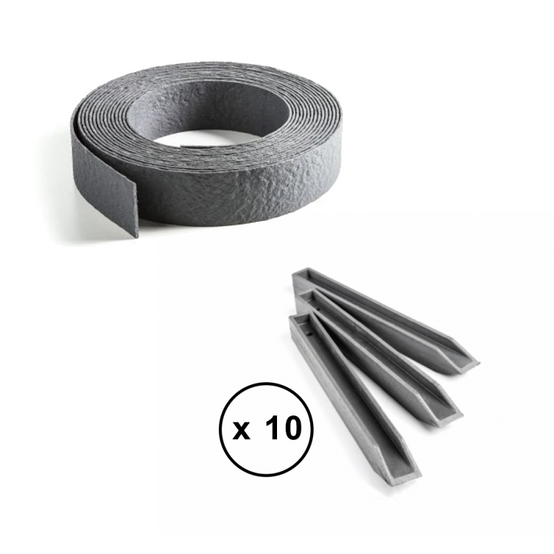 Pack Ecolat bordure de jardin rouleau 12 m + 10 ECOPIC - Gris - ECOO - Image 3