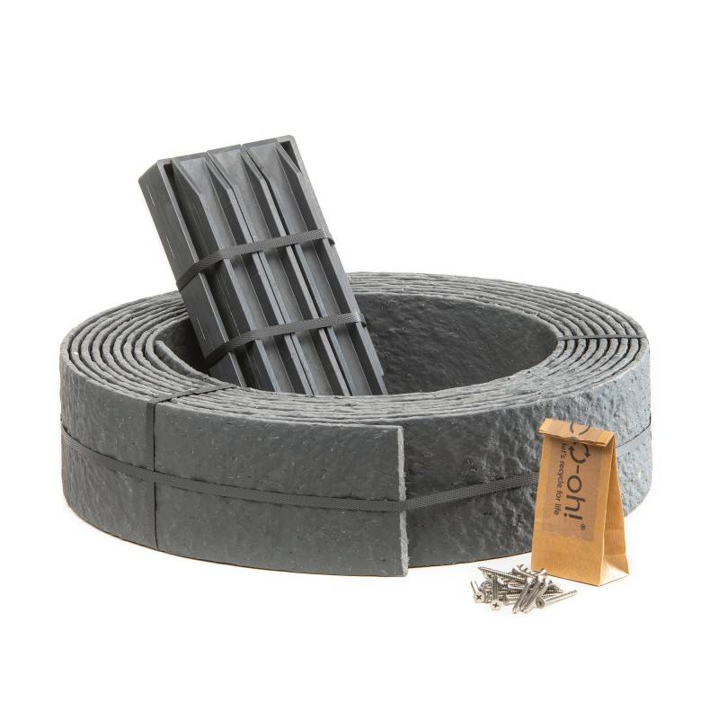 Pack Ecolat bordure de jardin rouleau 12 m + 10 ECOPIC - Gris  - ECOO - Image 1