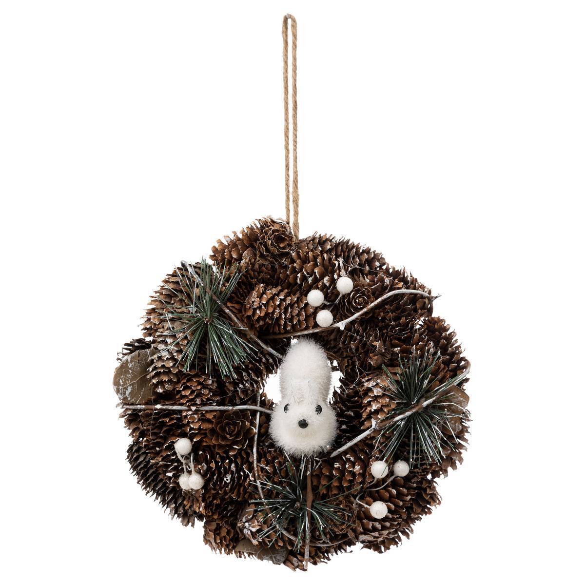 Feeric Christmas - Couronne pomme de pin et personnage 19cm bois - Feeric Lights & Christmas - Imagen 1