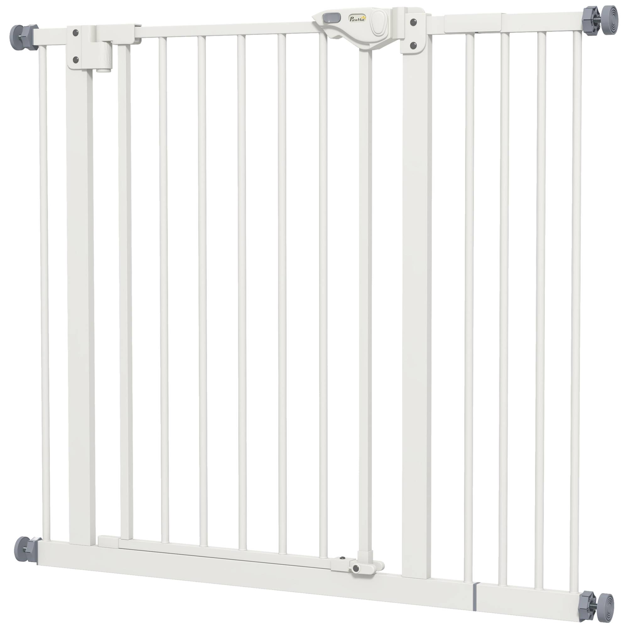 Barrière de porte pour chien, protection animal, métal, plastique, 74-80/87-94 cm, blanc - Image 2