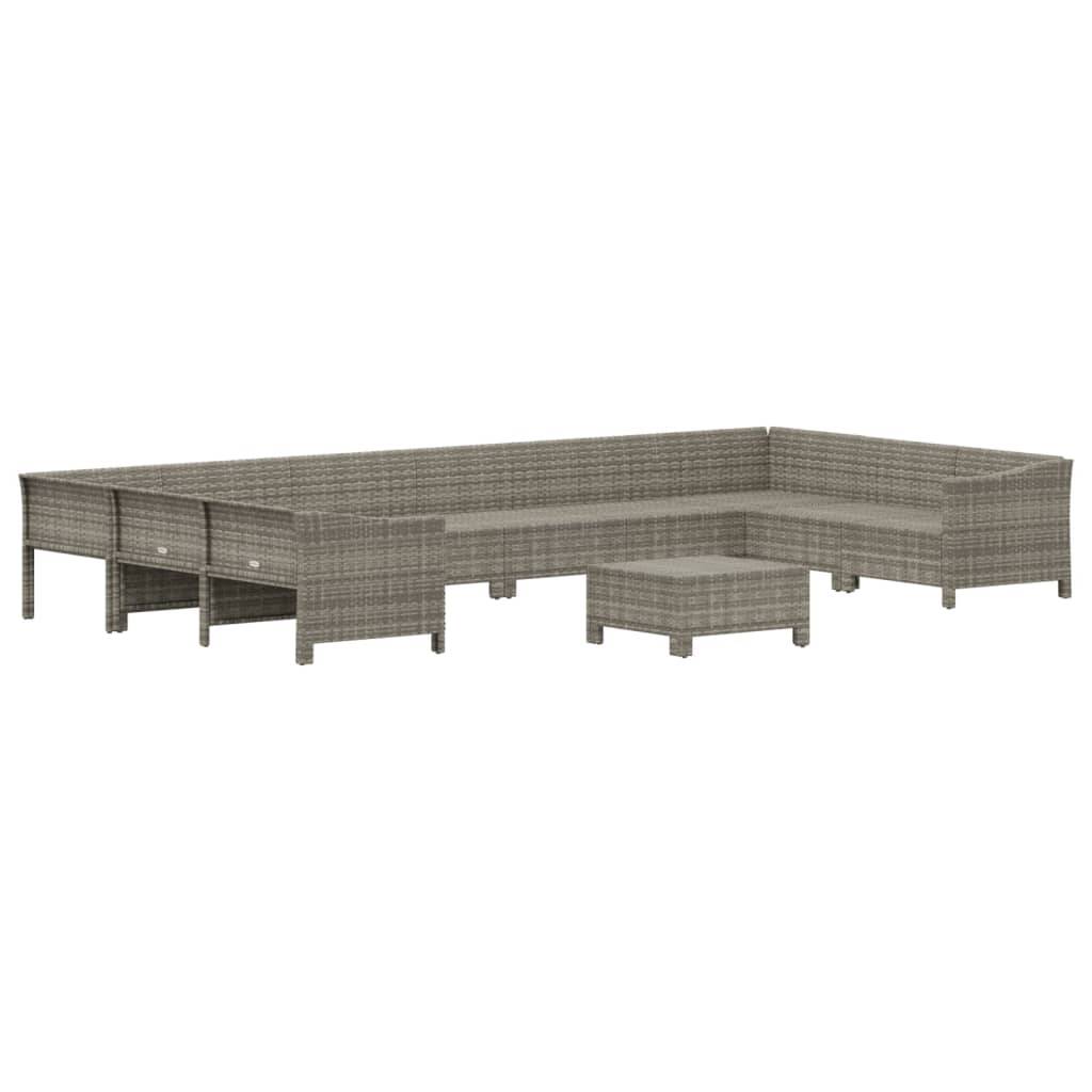 Helloshop26 - Salon de jardin meuble d'extérieur ensemble de mobilier 11 pièces avec coussins gris résine tressée - Imagen 2