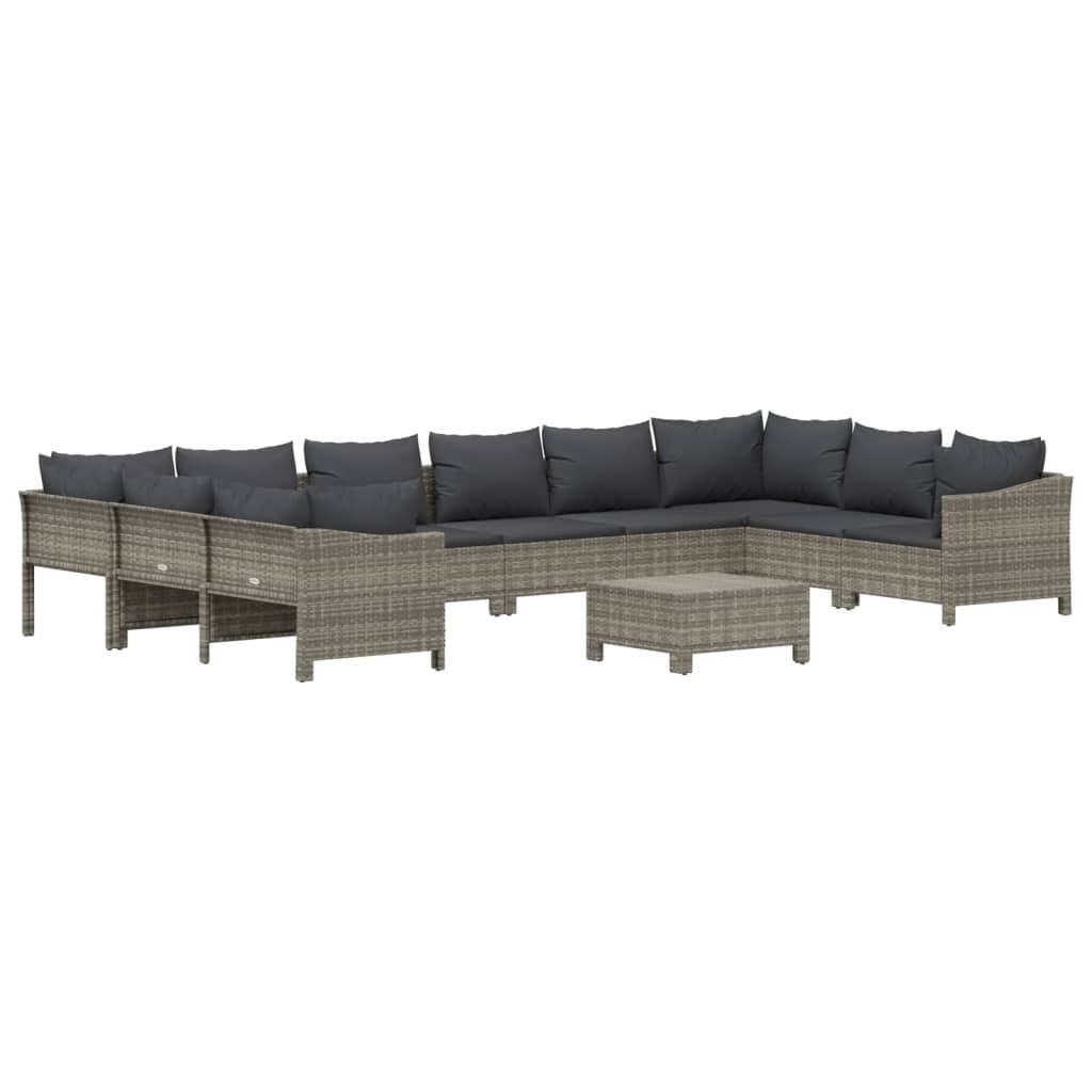 Helloshop26 - Salon de jardin meuble d'extérieur ensemble de mobilier 11 pièces avec coussins gris résine tressée - Imagen 1