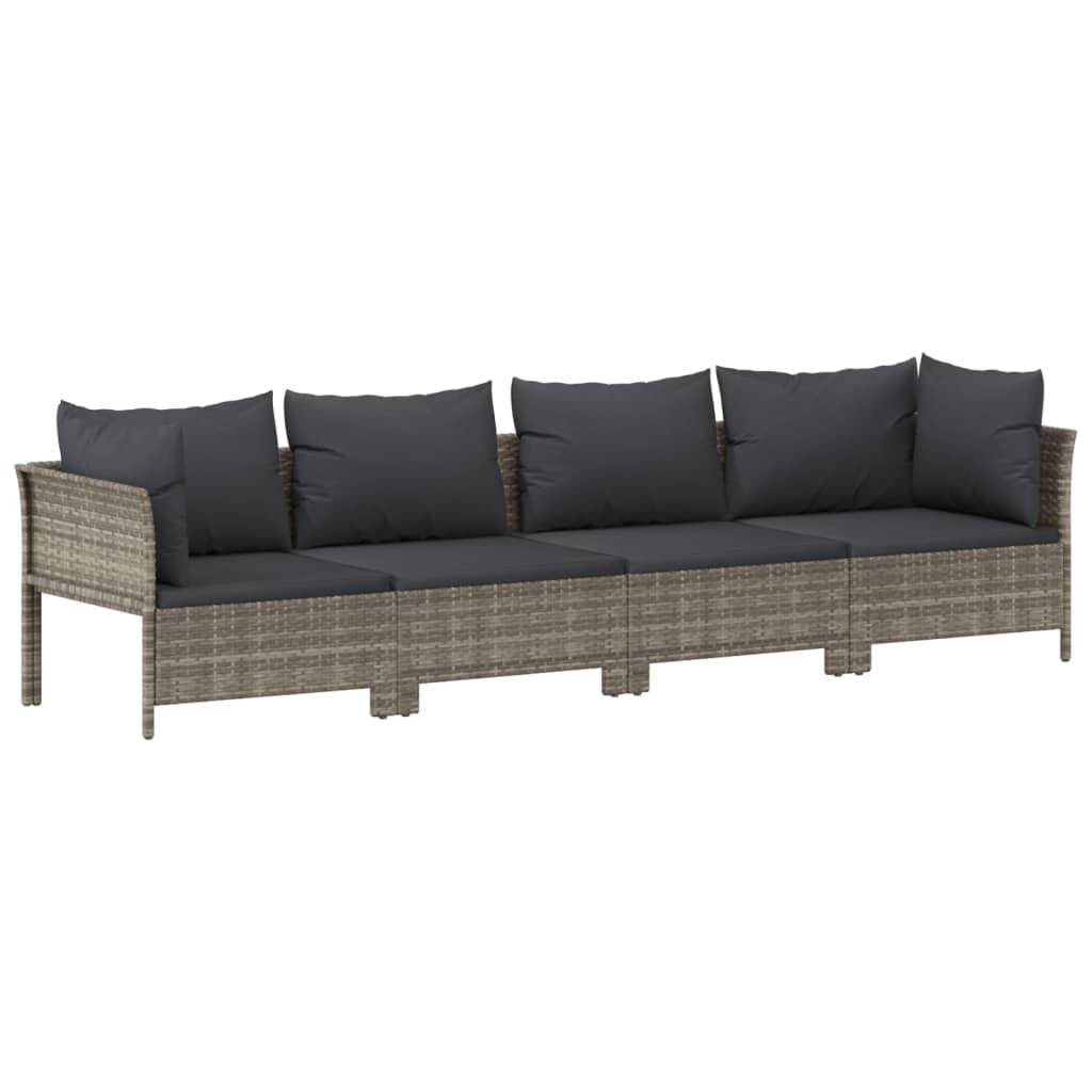 Helloshop26 - Salon de jardin meuble d'extérieur ensemble de mobilier 11 pièces avec coussins gris résine tressée - Imagen 4