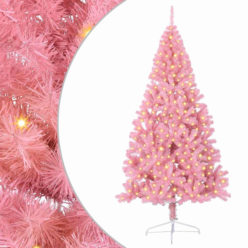 Vidaxl - Sapin de Noël artificiel pré-éclairé Rose 210 cm PVC vidaXL 3397085 - Image 2