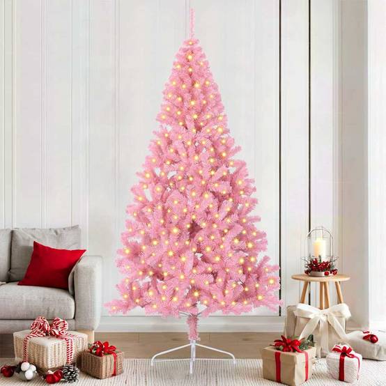 Vidaxl - Sapin de Noël artificiel pré-éclairé Rose 210 cm PVC vidaXL 3397085 - Image 1