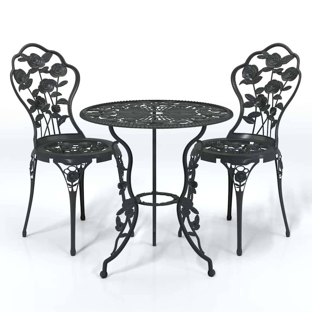 Vidaxl - Ensemble de bistro 3 pcs Aluminium coulé Noir vidaXL 317739 - Imagen 2