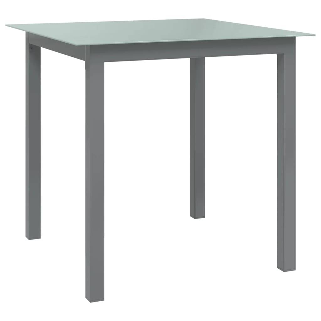 Table de jardin Aluminium et verre gris clair 80 x 80 x 74 cm - PANGIVO - Image 1