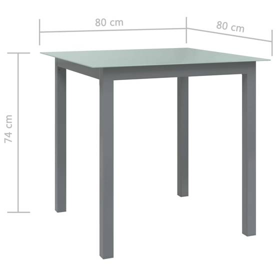 Table de jardin Aluminium et verre gris clair 80 x 80 x 74 cm - PANGIVO - Image 5