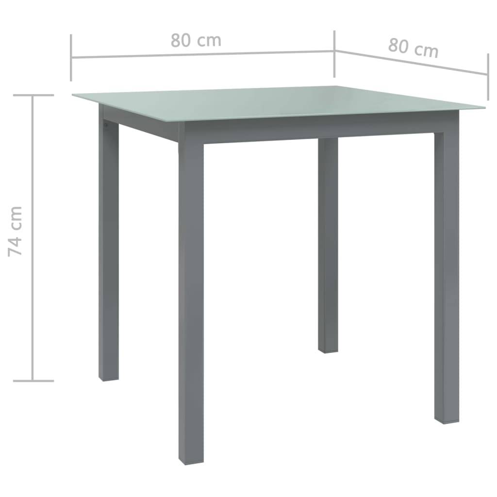 Table de jardin Aluminium et verre gris clair 80 x 80 x 74 cm - PANGIVO - Image 5