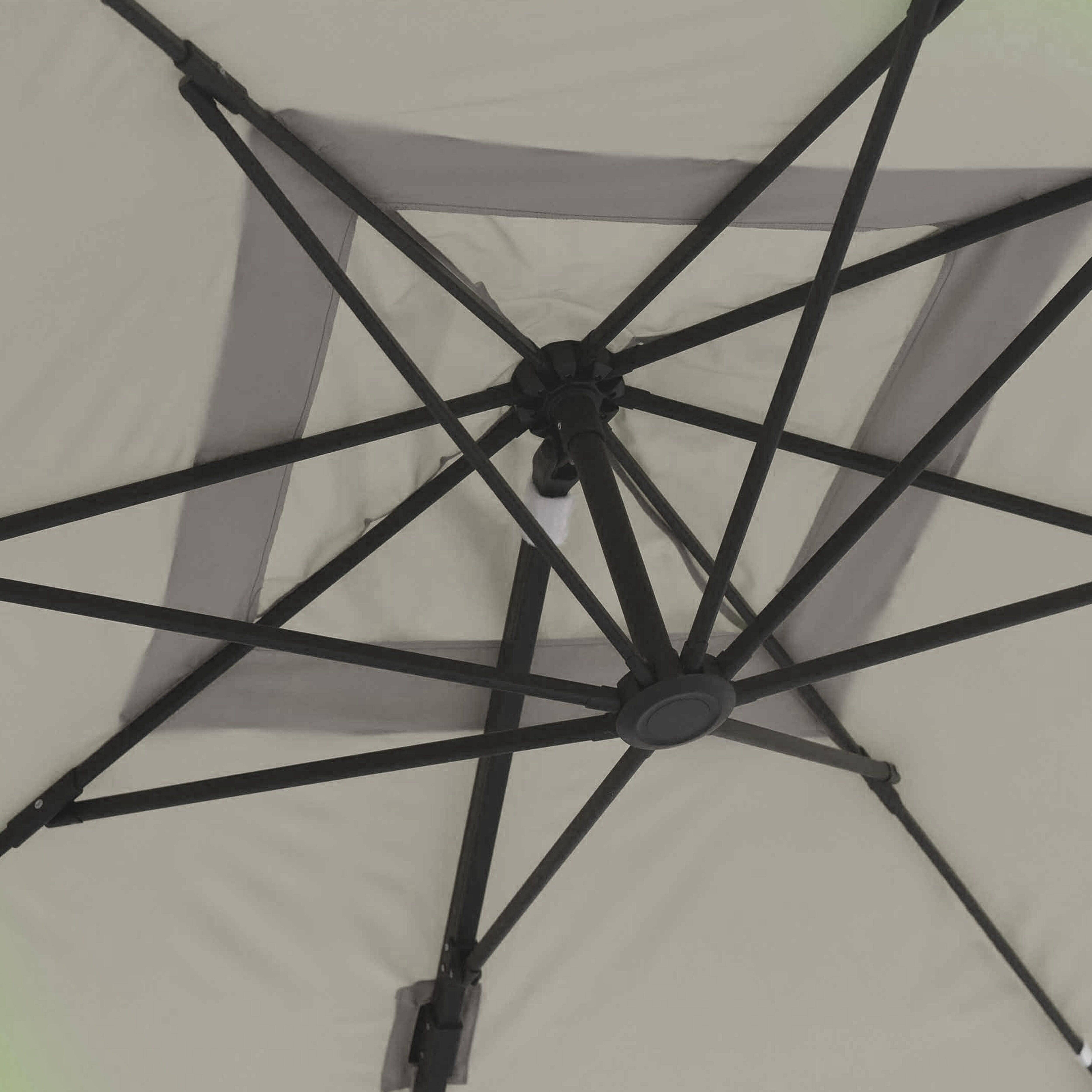 Oviala - Parasol déporté inclinable et rotatif 3 x 3m en aluminium taupe Malaga - Oviala - Imagen 6