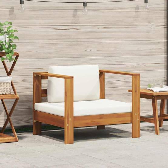 Vidaxl - Chaise de jardin avec coussin Crème Bois d'acacia solide vidaXL 47272 - Imagen 1