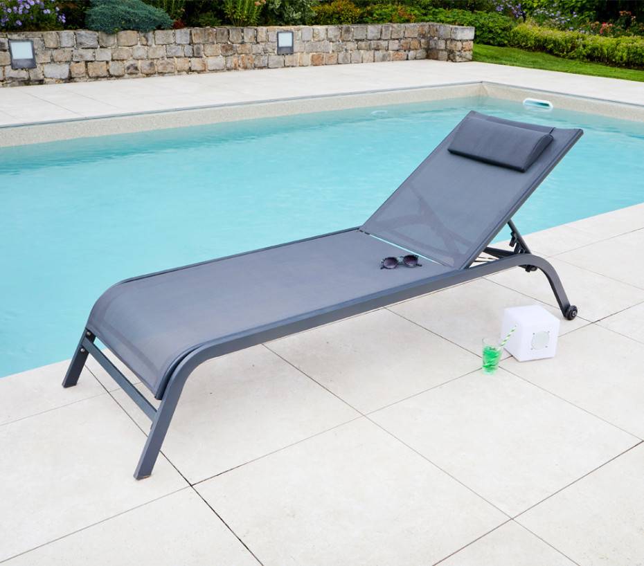 Transat de jardin en acier gris anthracite GOZO - Imagen 1