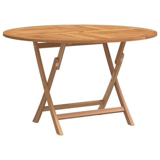 Table de Jardin Pliante Ronde Ø110cm en Bois de Teck Massif avec Trou Parasol – ComfortXL Outdoor Living - Image 2