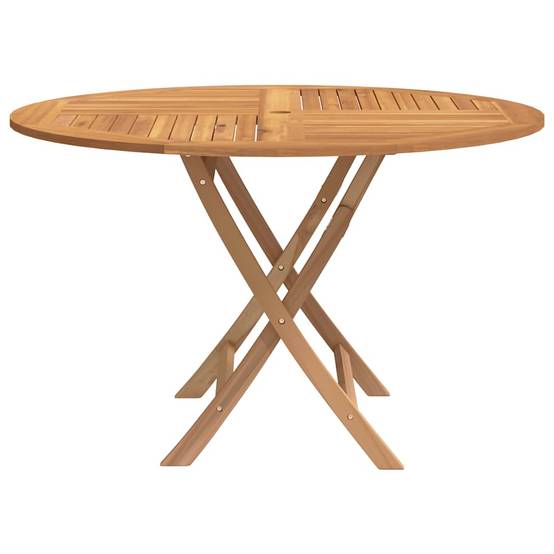 Table de Jardin Pliante Ronde Ø110cm en Bois de Teck Massif avec Trou Parasol – ComfortXL Outdoor Living - Image 4